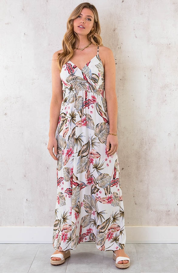 Spaghetti Maxi Jurk Tropic Wit – shoparchief