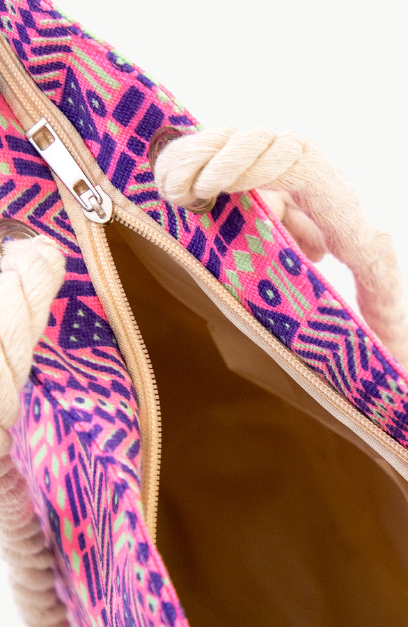 Strandtas Neon Aztec Print Fuchsia – shoparchief, foto 3