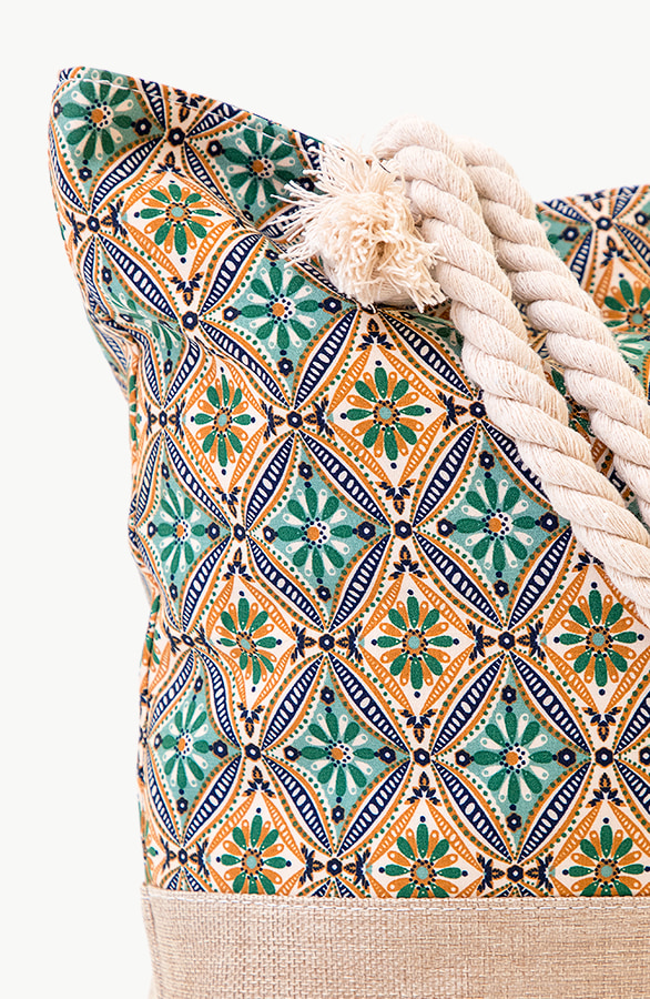 Strandtas Spanish Tile Print Mint – shoparchief, foto 2