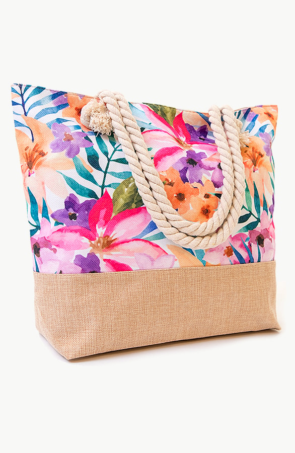 Strandtas Tropical Flowers – shoparchief