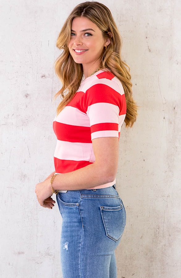 Strepen Top Roze Rood – shoparchief, foto 3