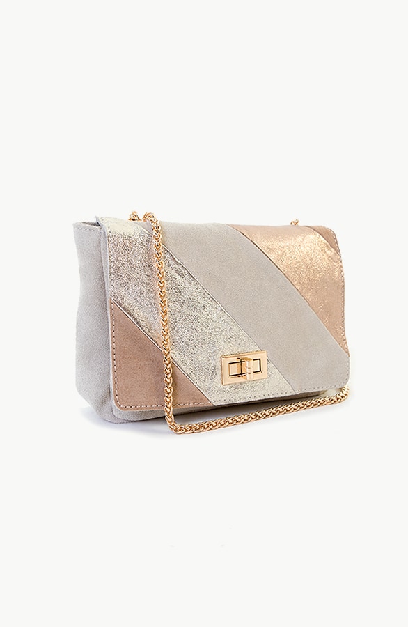 Suede Rainbow Chain Bag Beige, Shoparchiv