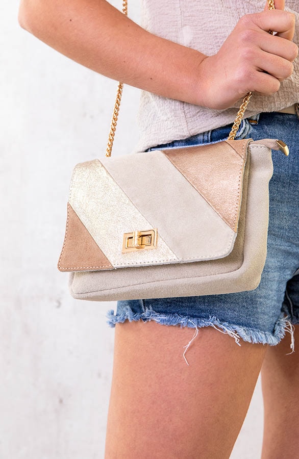 Suede Rainbow Chain Bag Beige, Shoparchiv, Foto 4