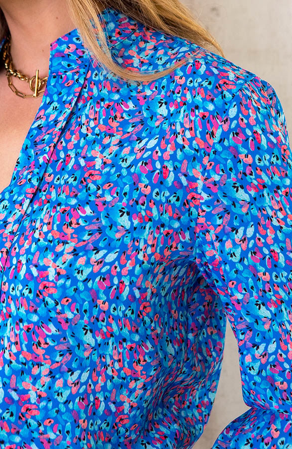 V-hals Dots Blouse Kobalt – shoparchief, foto 4