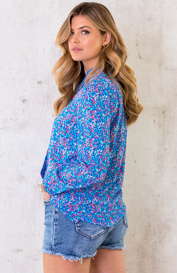 V-hals Dots Blouse Kobalt – shoparchief, foto 3