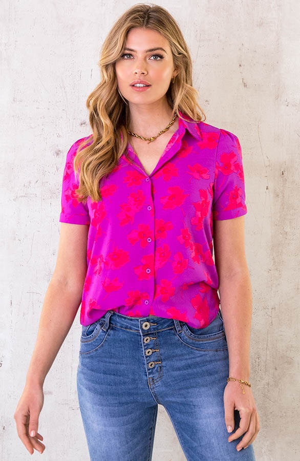 Bloemen Blouse Paars Roze – shoparchief, foto 2