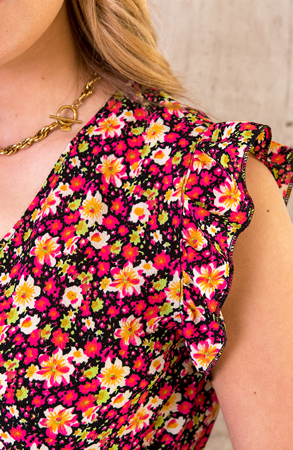 Bloemen Maxi Jurk Zwart – shoparchief, foto 5