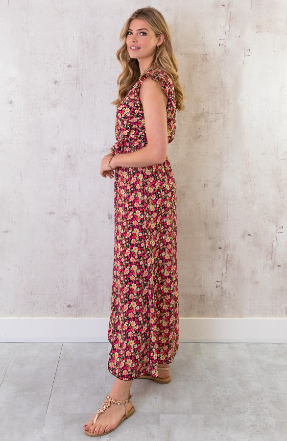 Bloemen Maxi Jurk Zwart – shoparchief, foto 3