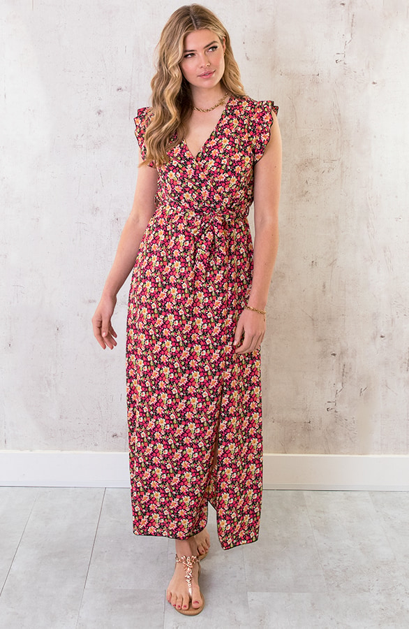Bloemen Maxi Jurk Zwart – shoparchief, foto 2