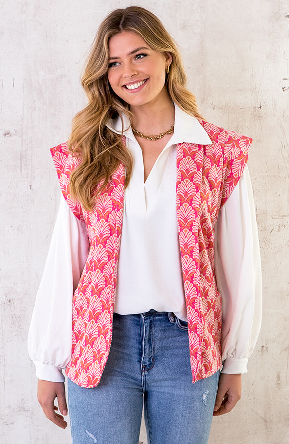 Boho Gilet Leaves Roze – shoparchief, foto 2