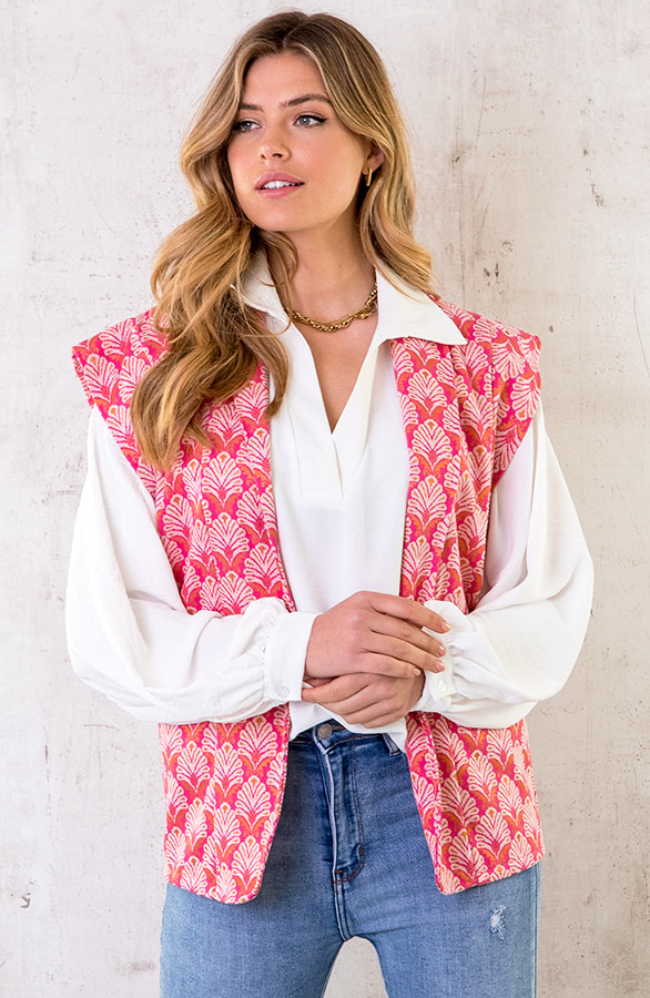 Boho Gilet Leaves Roze – shoparchief, foto 3