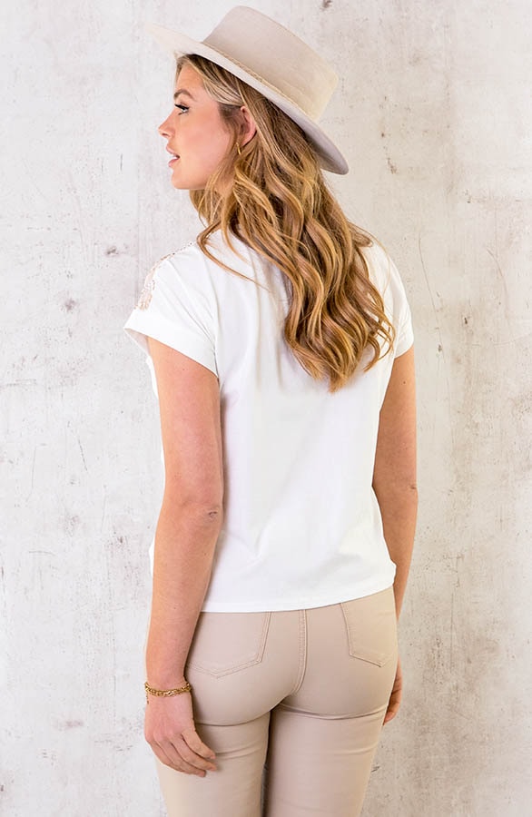 Boho Pailletten It-Shirt Ecru – shoparchief, foto 4