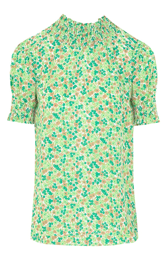 Col Top Bloemenprint Bright Green – shoparchief