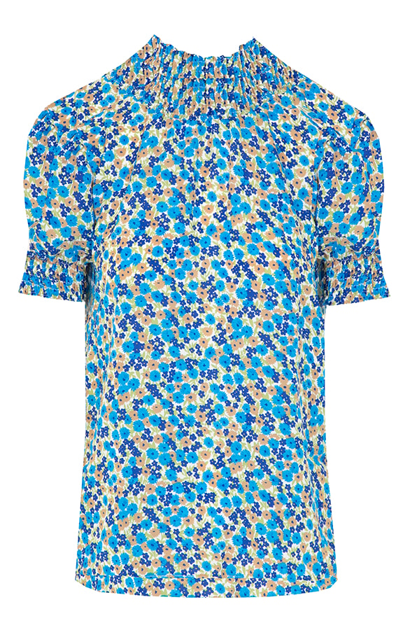 Col Top Bloemenprint Kobalt – shoparchief