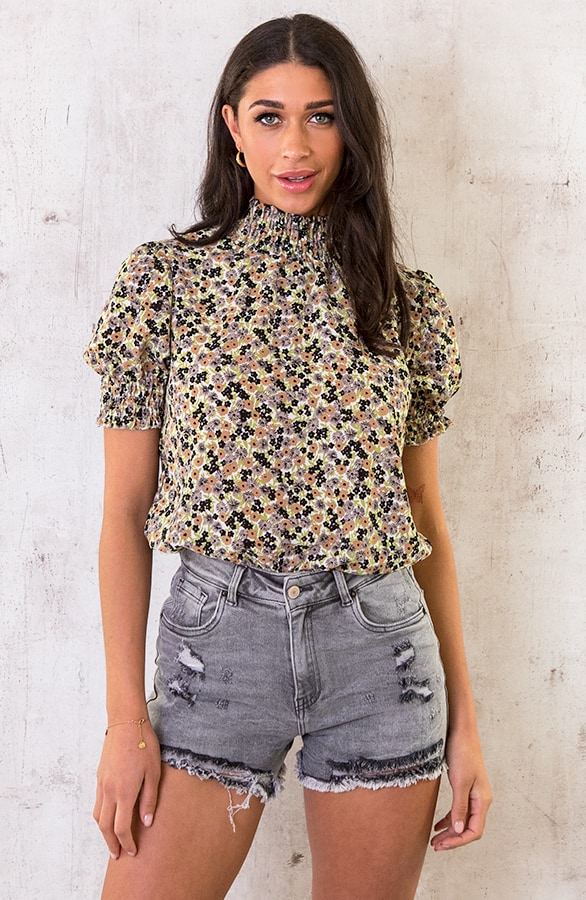 Col Top Bloemenprint Zwart – shoparchief, foto 3