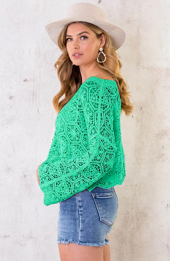 Cropped Crochet Top Neon Lime – shoparchief