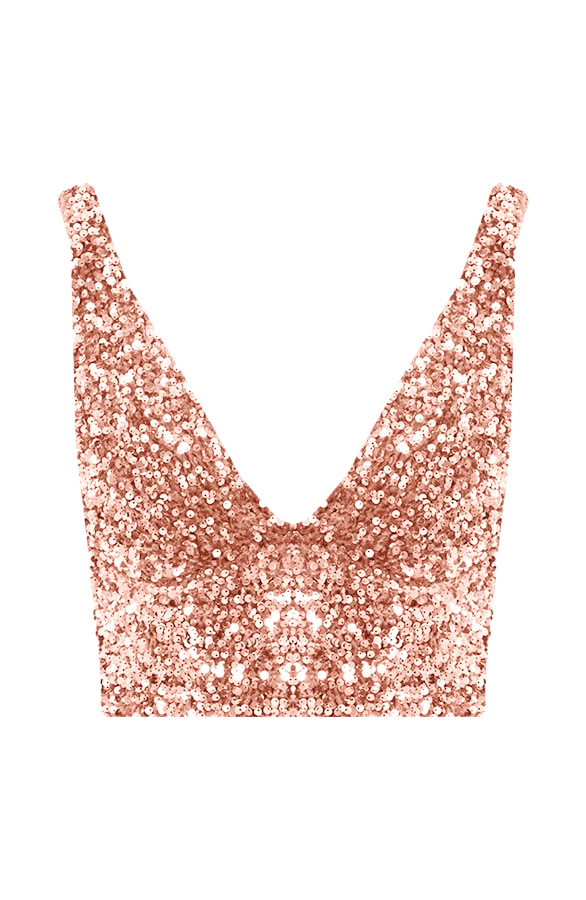 Cropped Pailletten Bralette Rosé – shoparchief