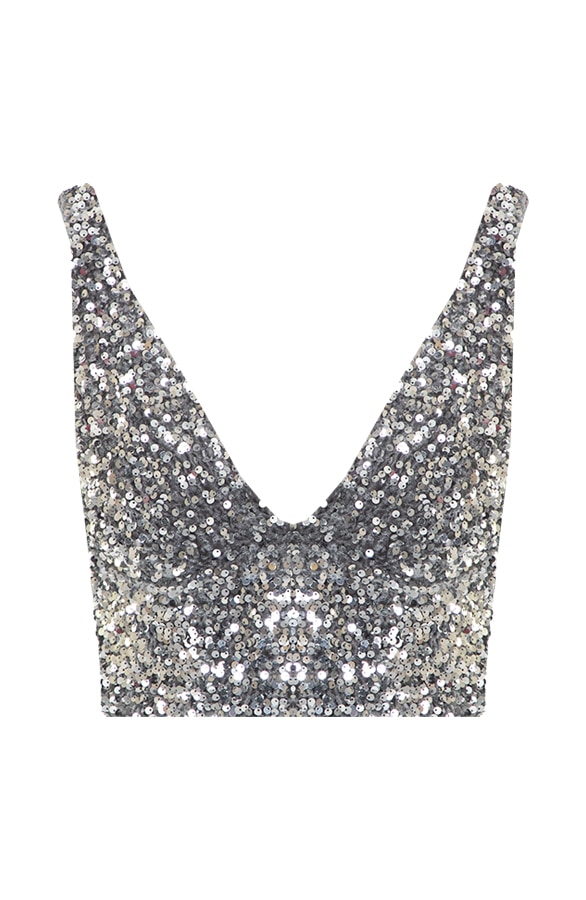 Cropped Pailletten Bralette Zilver – shoparchief