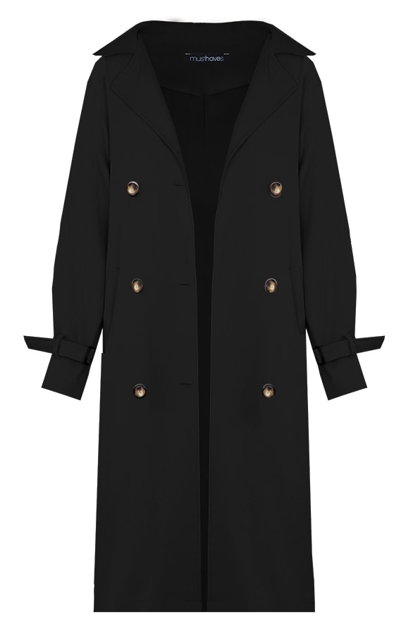 Dames Trenchcoat Zwart – shoparchief