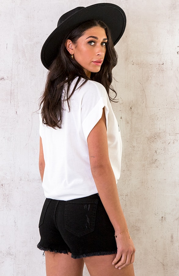 Denim Shorts Damaged Zwart – shoparchief, foto 4