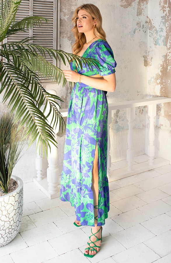 Dubai Maxi Dress Green Blue – shoparchief, foto 4