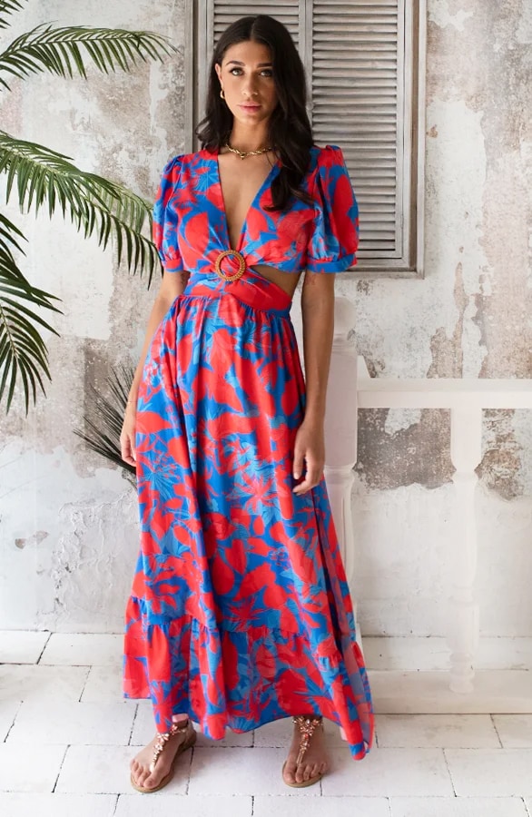 Dubai Maxi Dress Red Blue – shoparchief