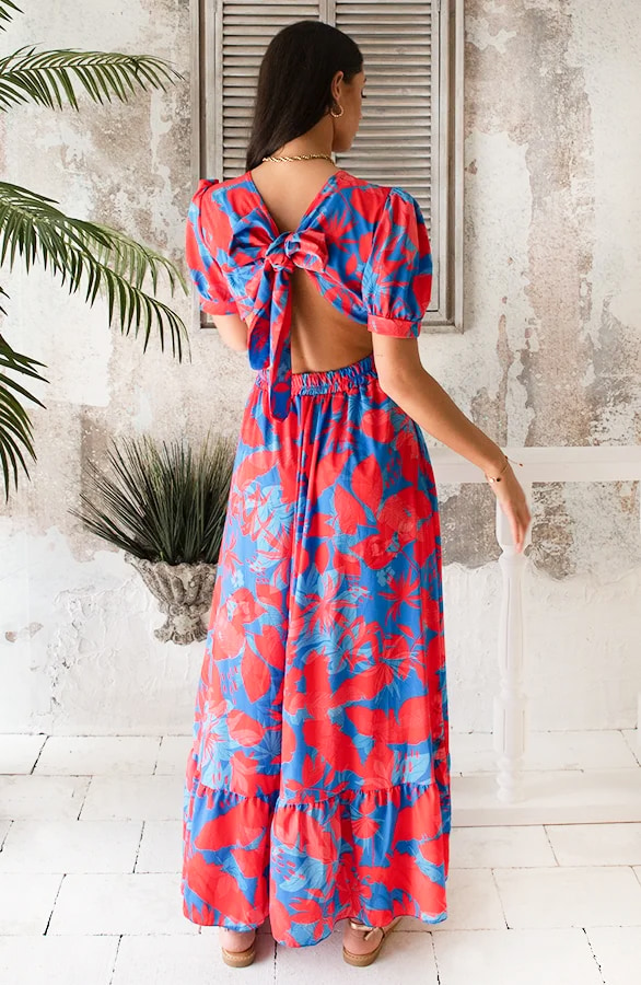 Dubai Maxi Dress Red Blue – shoparchief, foto 3