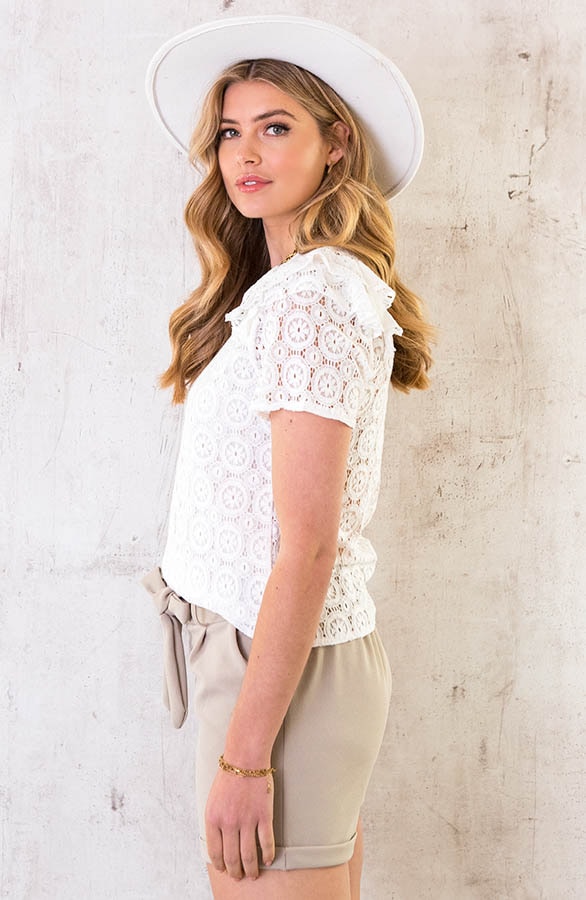 Embroidery Ruffle Top Ecru – shoparchief, foto 3