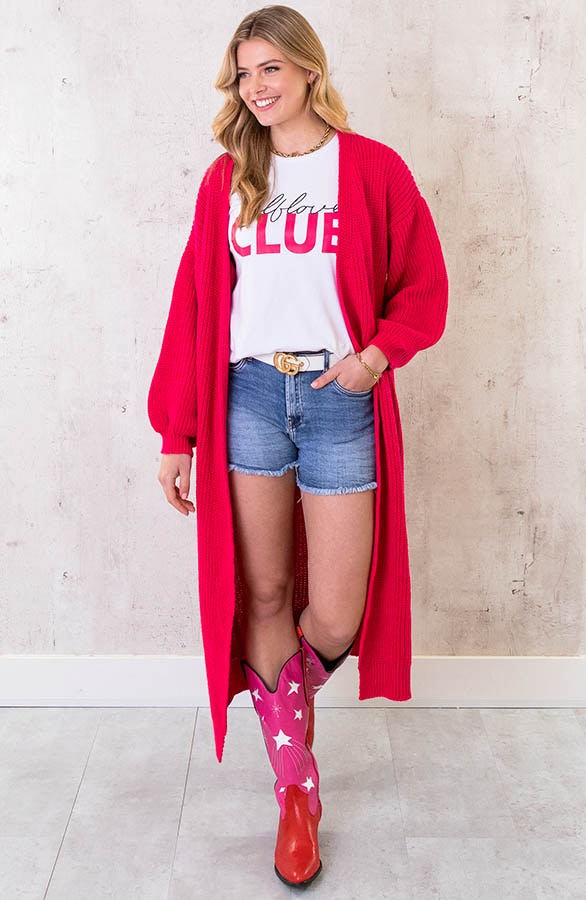 Gebreid Vest Lang Fuchsia – shoparchief, foto 2