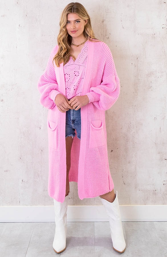 Gebreid Vest Met Zakken Roze – shoparchief, foto 2