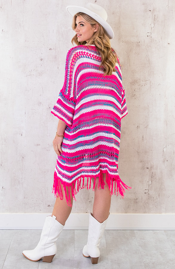 Gehaakt Fringe Vest Fuchsia – shoparchief, foto 5