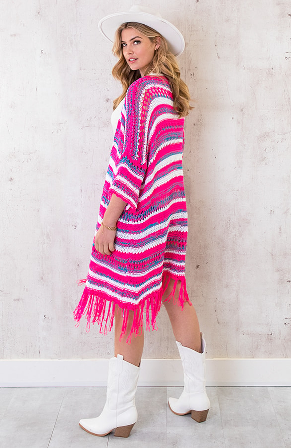 Gehaakt Fringe Vest Fuchsia – shoparchief, foto 4