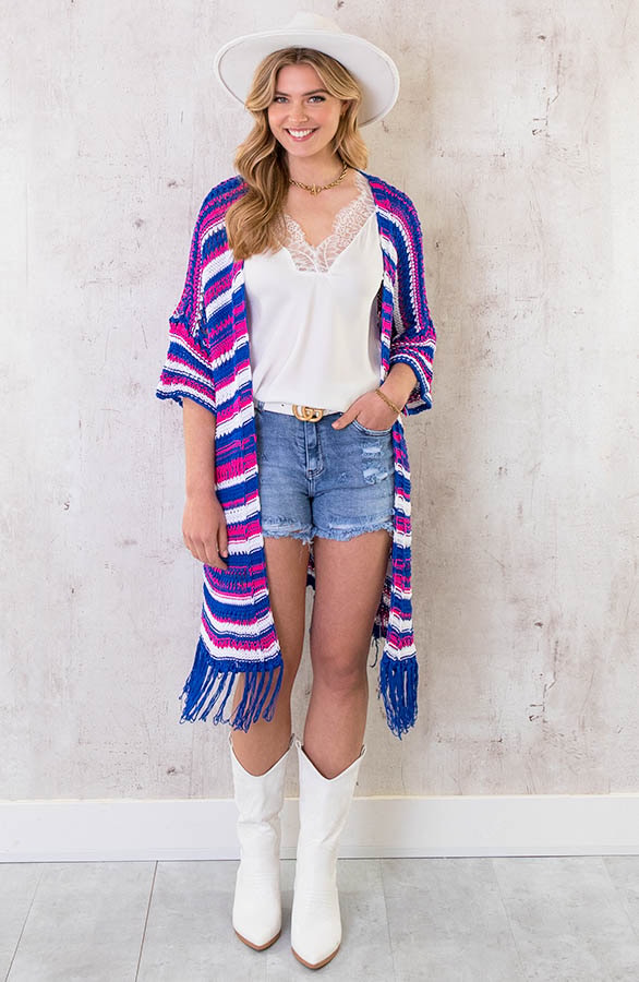 Gehaakt Fringe Vest Kobalt – shoparchief, foto 2