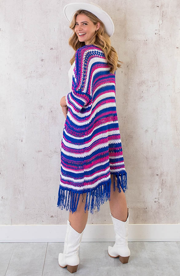 Gehaakt Fringe Vest Kobalt – shoparchief, foto 4