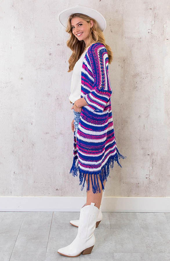 Gehaakt Fringe Vest Kobalt – shoparchief, foto 3