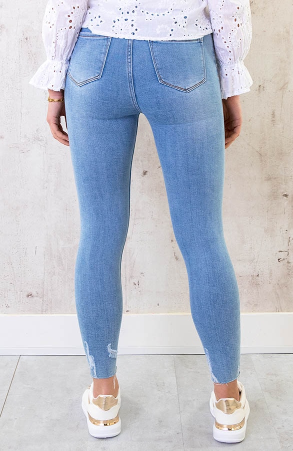 High Waist Skinny Jeans Damaged Light Blue – shoparchief, foto 3