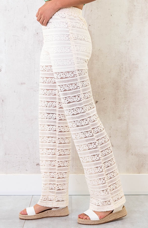 Kanten Flared Broek Beige – shoparchief, foto 2