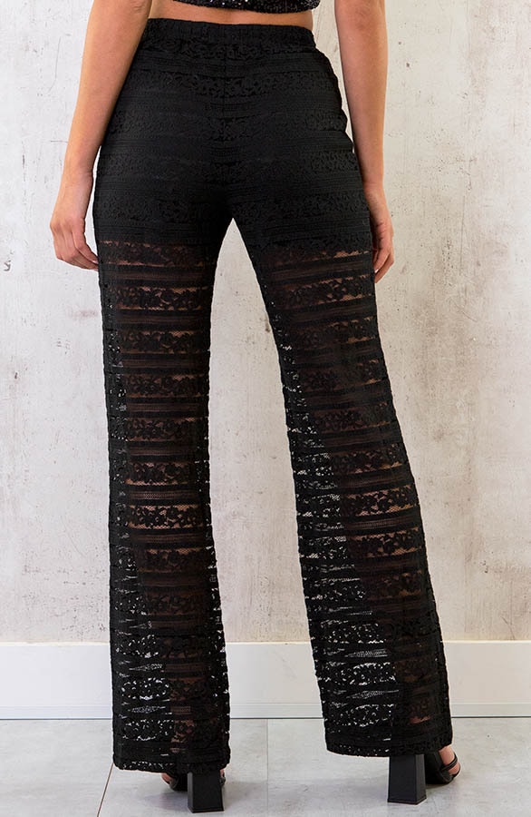 Kanten Flared Broek Zwart – shoparchief, foto 3