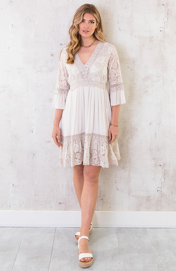 Kanten Jurk Beige – shoparchief, foto 4