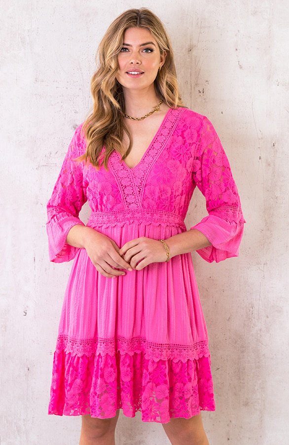 Kanten Jurk Fuchsia – shoparchief