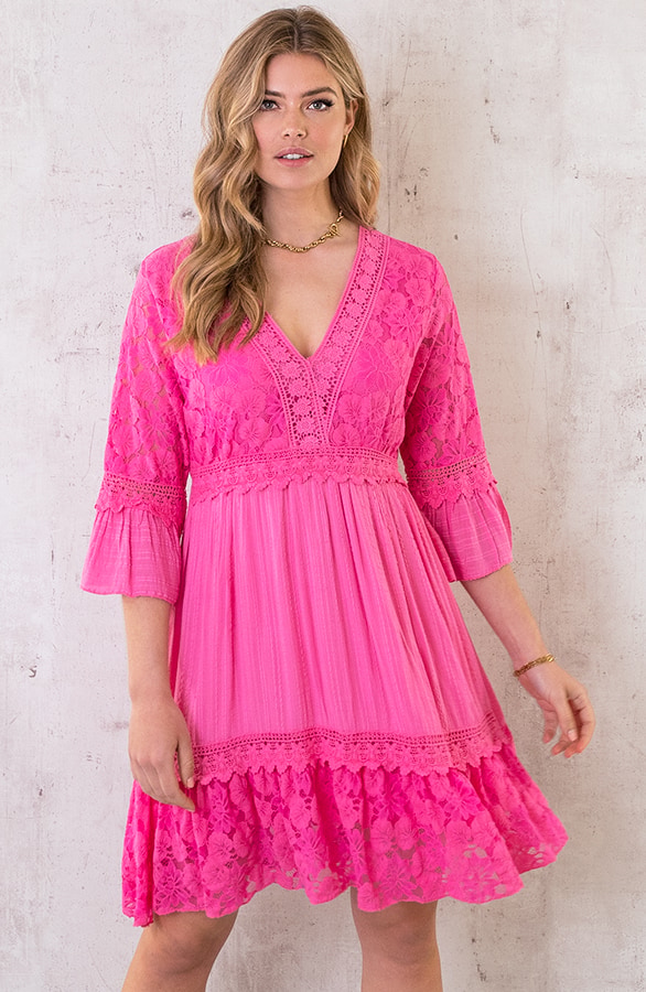 Kanten Jurk Fuchsia – shoparchief, foto 2