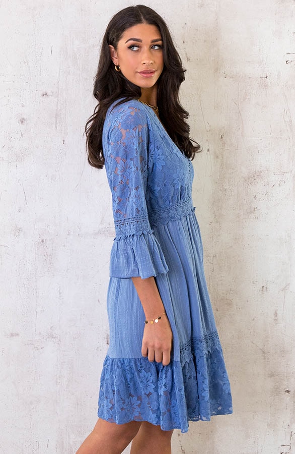 Kanten Jurk Jeansblauw – shoparchief, foto 3