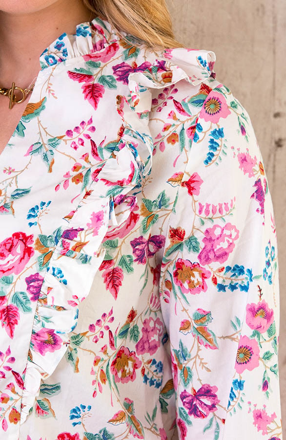 Katoenen Ruffle Bloemen Blouse – shoparchief, foto 5