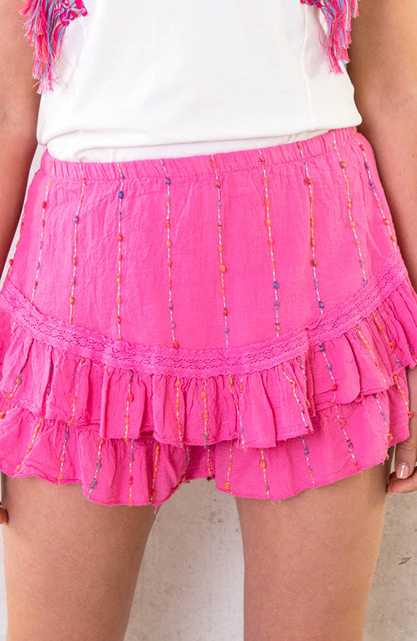 Katoenen Skort Stippen Print Fuchsia – shoparchief
