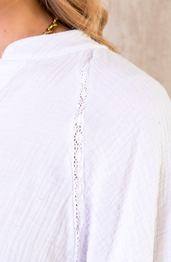 Knopen Blouse Mousseline Ecru – shoparchief, foto 5