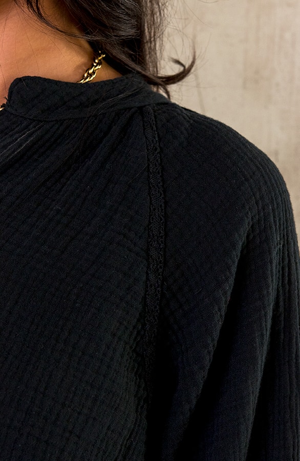 Knopen Blouse Mousseline Zwart – shoparchief, foto 7