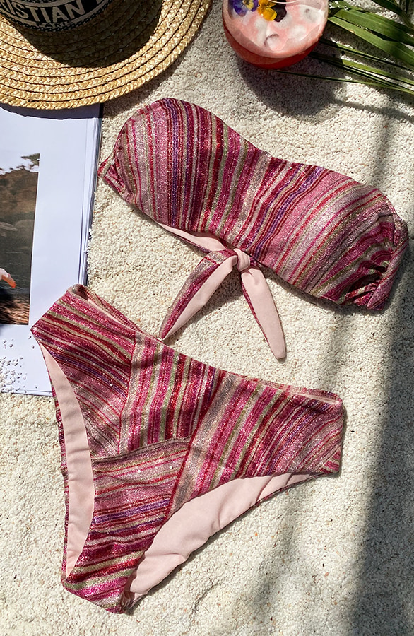 Lurex Strepen Bikini Roze – shoparchief