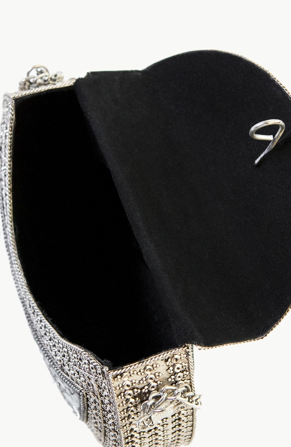 Luxury Metal Stone Clutch Zilver – shoparchief, foto 5