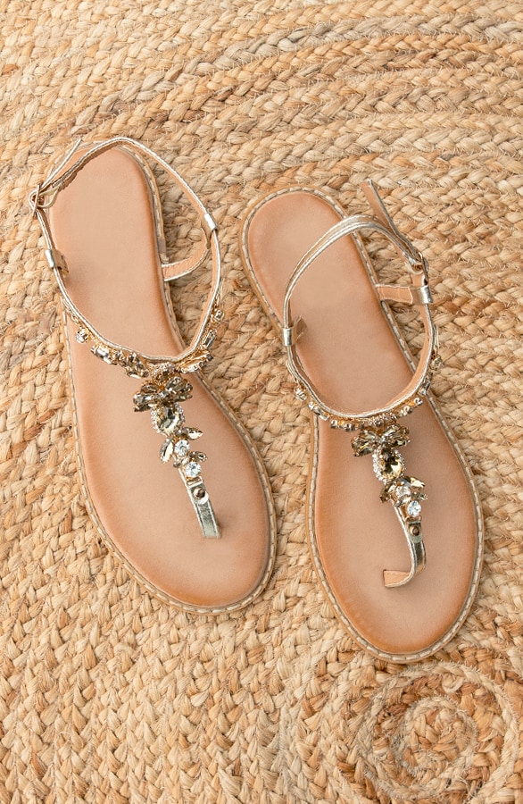 Luxury Stone Sandalen Goud – shoparchief