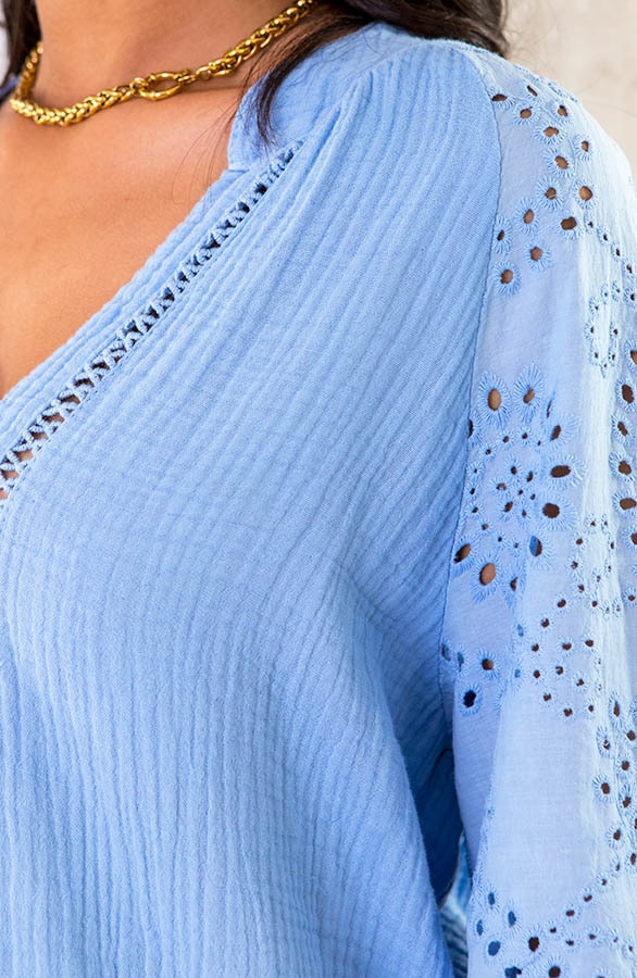 Marant Embroidery Blouse Lichtblauw – shoparchief, foto 6